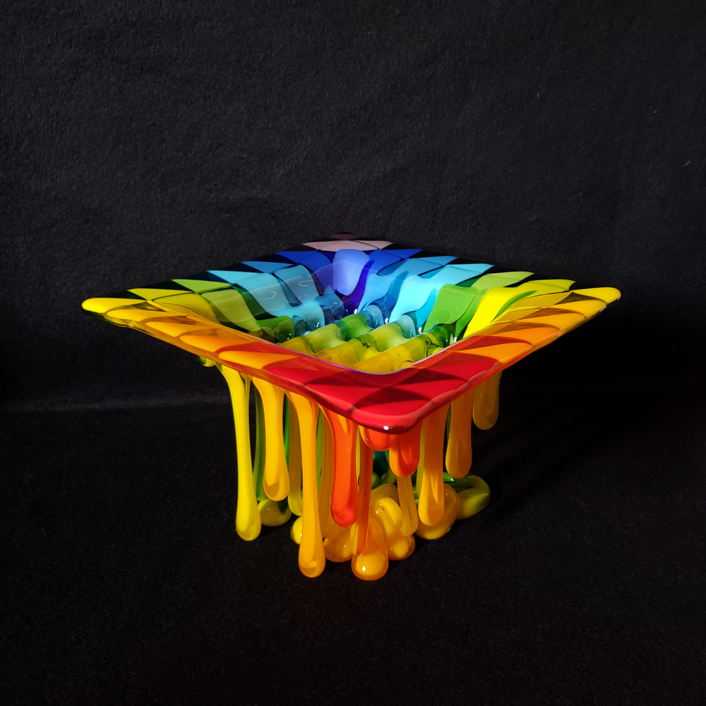 Beautiful Rainbow Glass Decor by Artist Paula Marilla Made in the USA 1/4 Turn View