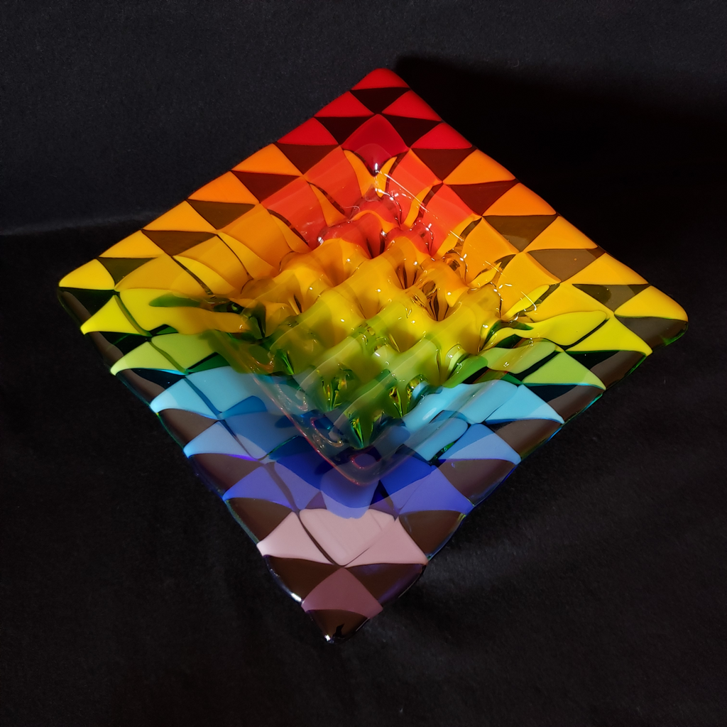 Beautiful Rainbow Glass Decor by Artist Paula Garilla Made in the USA Top View