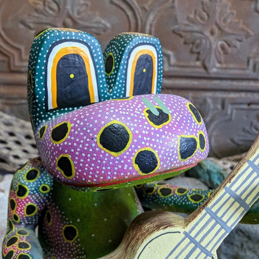 Oaxacan Guitar Playing Frog Detail View