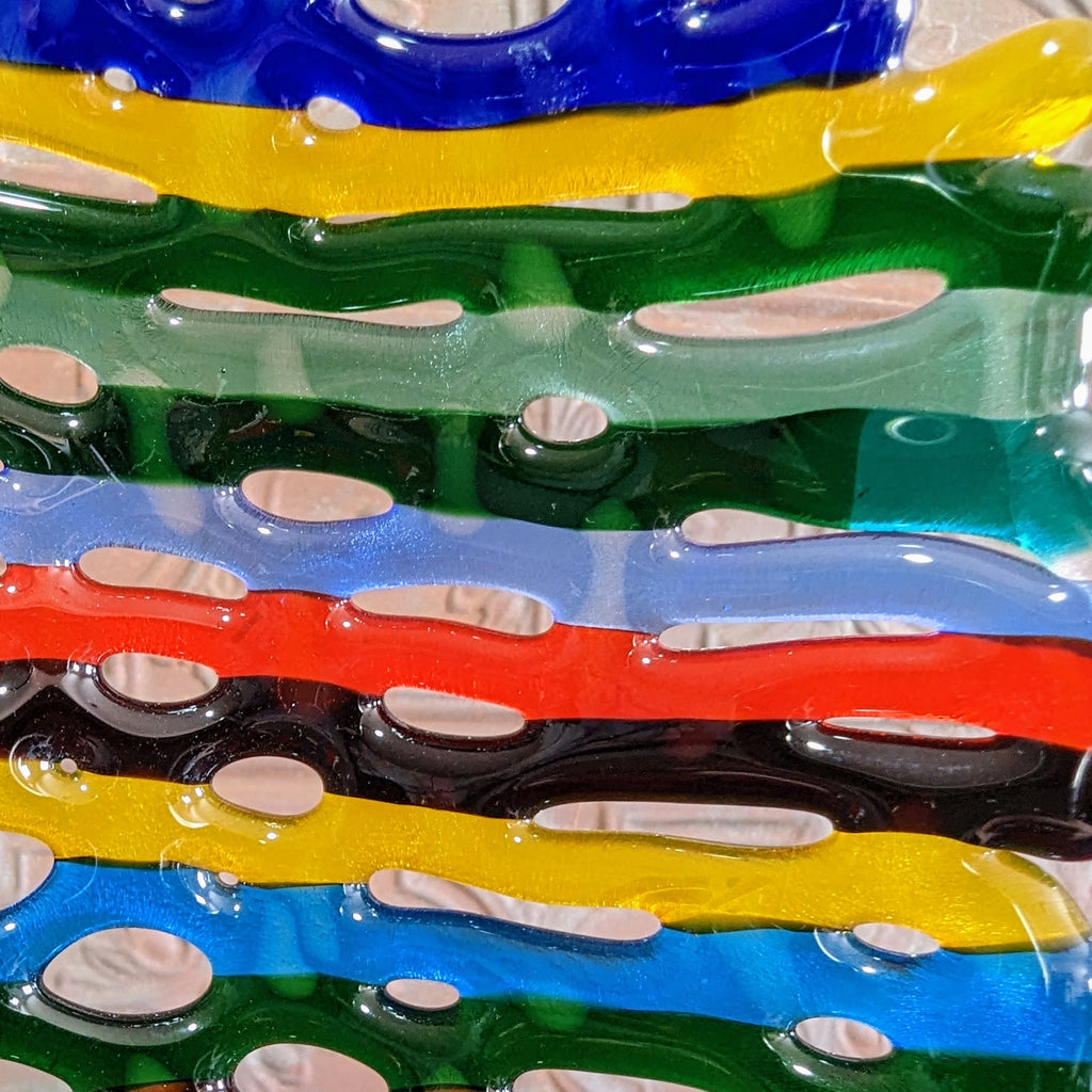 "Colors of the Rainbow" Glass Bowl by Artist Paula Garille Detail View