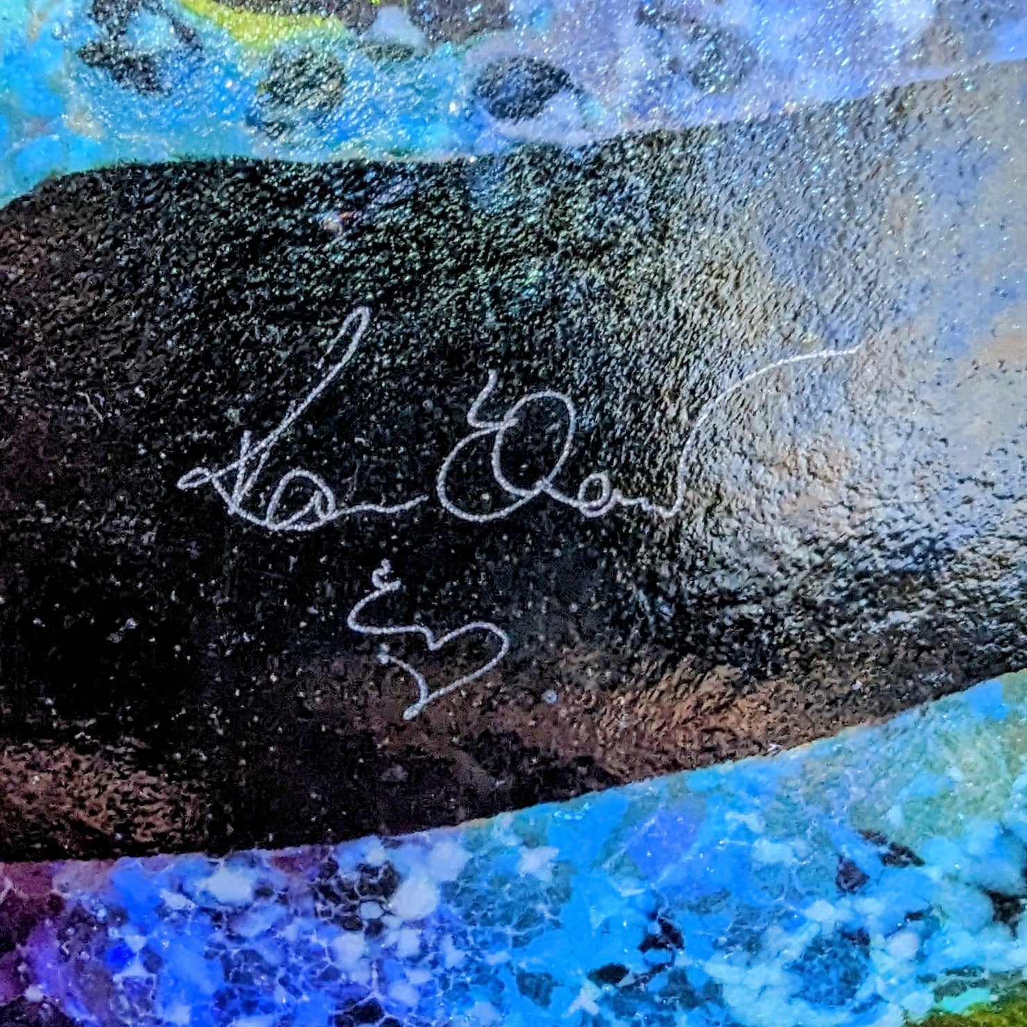 Decorative Glass Plate with Stand by Artist Karen Ehart Signature View