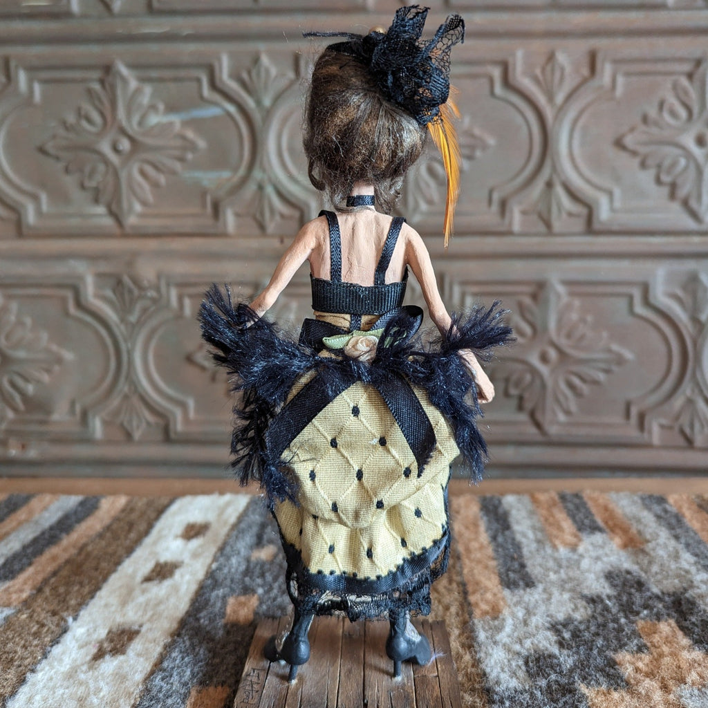 Li'l Pokes Brunette Saloon Girl Figurine by Lenny Axford Back View