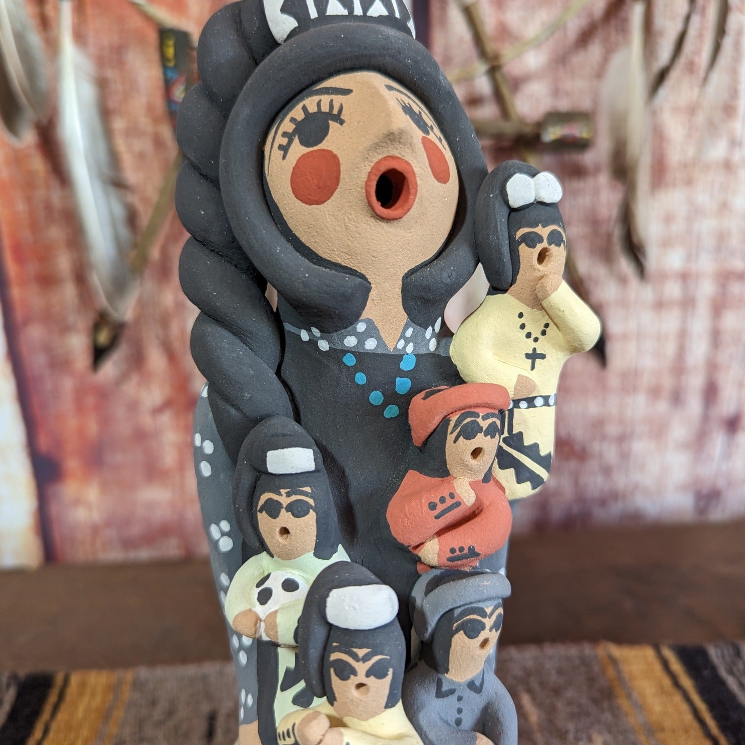 Woman and 5 Children Storyteller by Cheryl Fragua Detail View