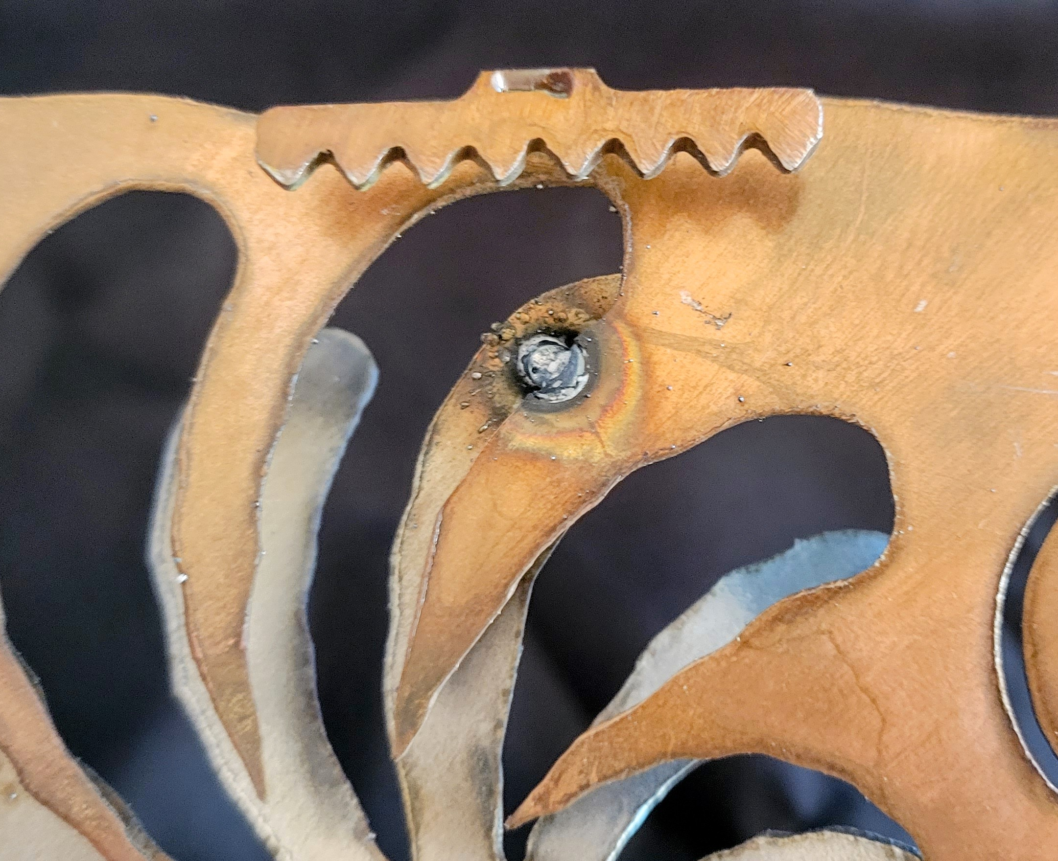 Small Kokopelli Dancing Left Facing 3D Metal Wall Art by Crook Designs Made in Arizona Hanger View