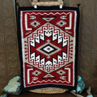 Klagetoh Navajo Rug shows a classic stepped diamond design in deep red, black, ivory, and gray