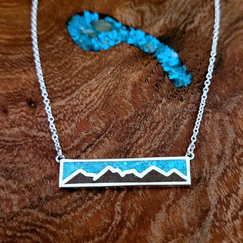 Arizona Sand & Turquoise Sterling Silver Bar Necklace by Dune Jewelry GJ-NKL-0011