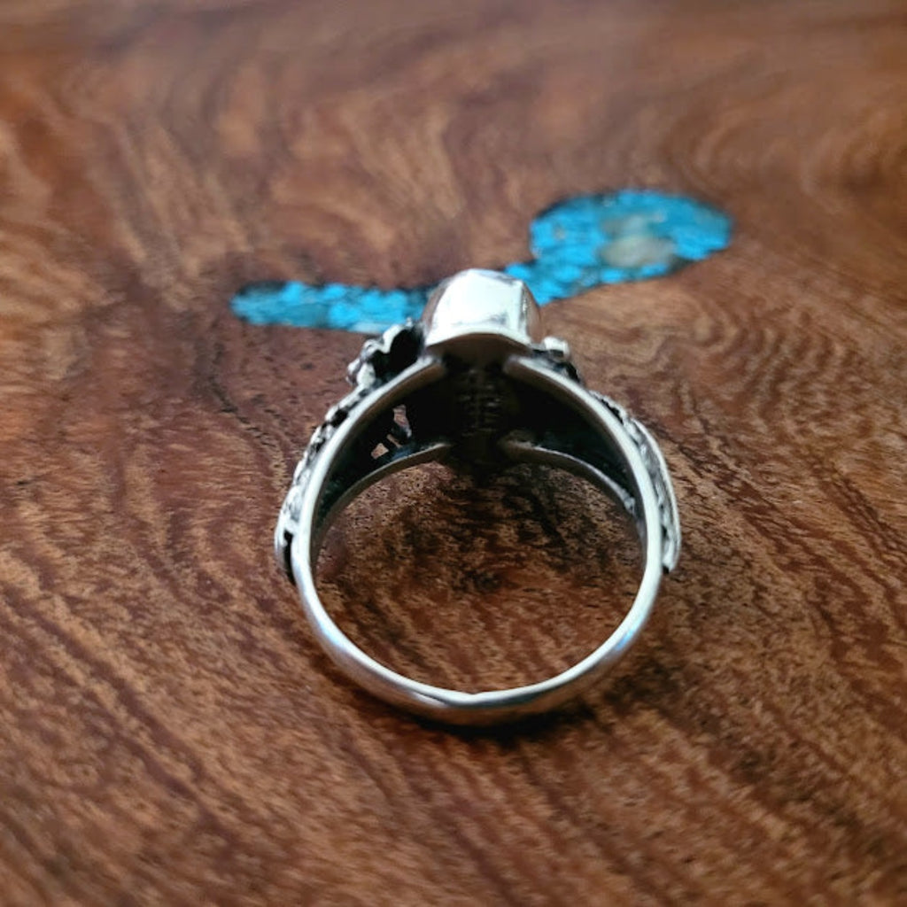 turquoise and sterling silver ring back view