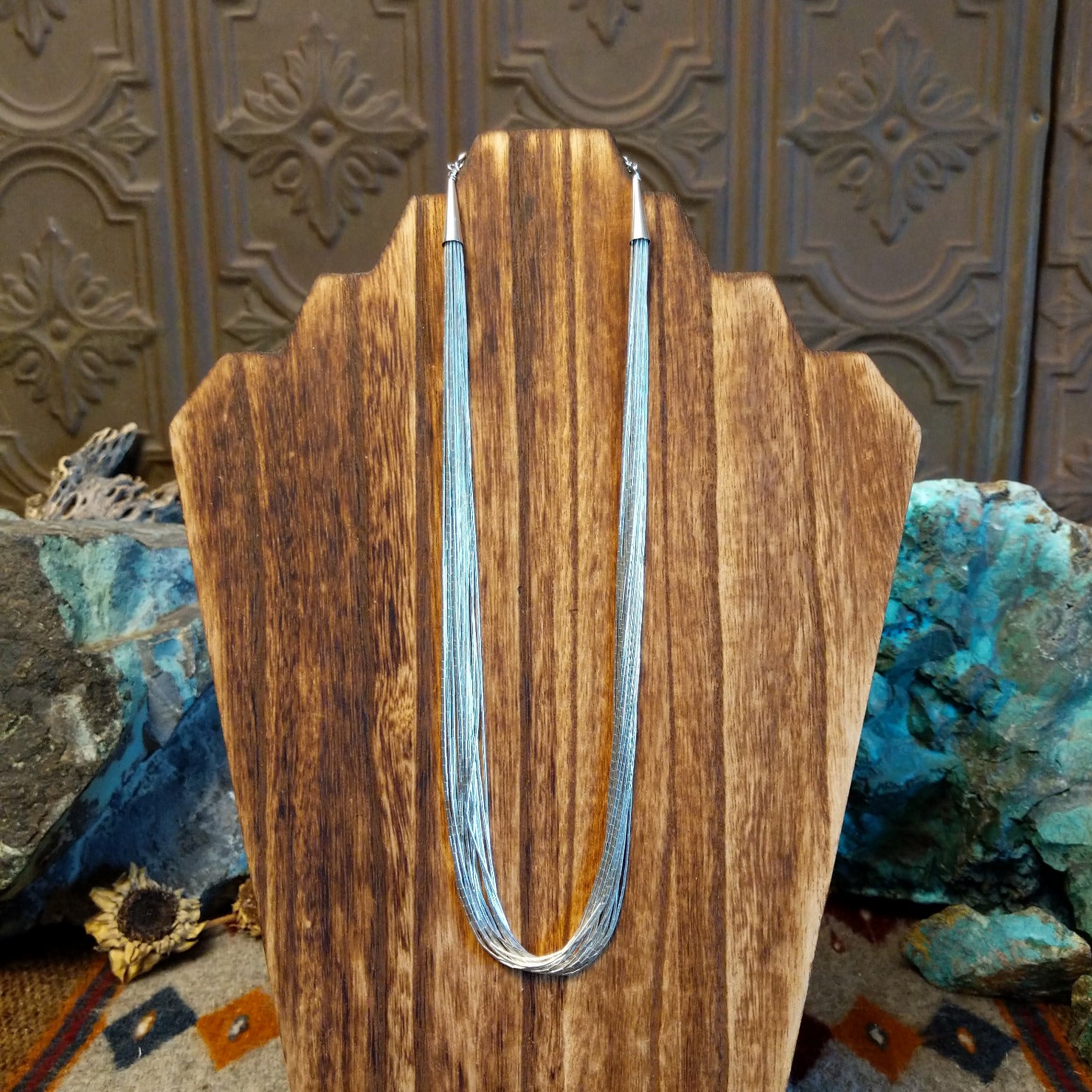 20 strands of sterling silver used to create the necklace.