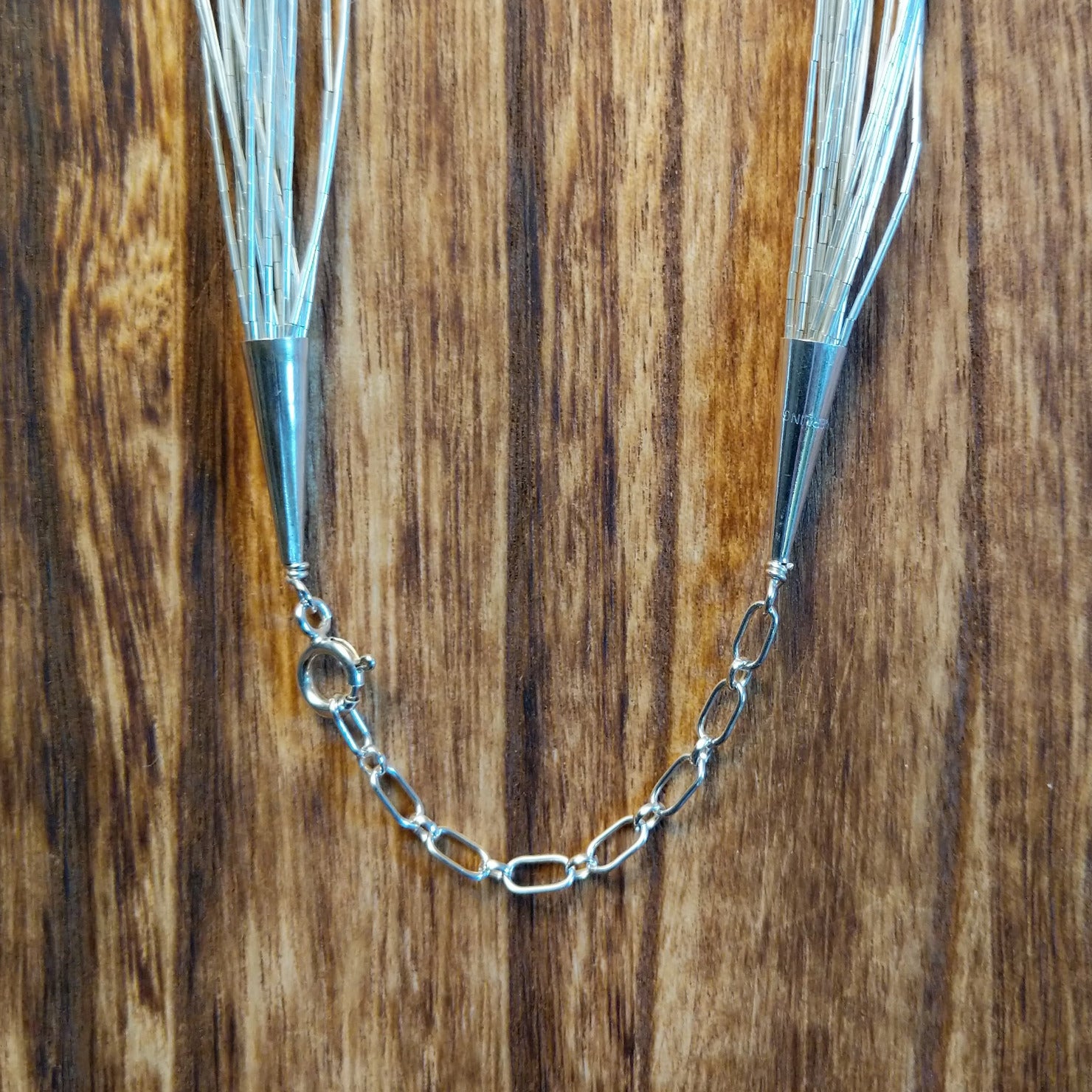Close-up of the necklace's clasp.