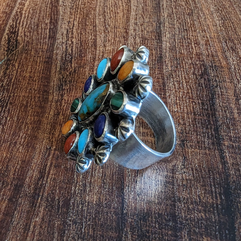 Side View Navajo Multi-Stone Turquoise Ring GJ-RNG-0010