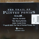 "Blazing Barrels" collectible pony by The Trail of Painted Ponies, featuring detailed hand-painted rodeo-inspired artwork, bold Western designs, and vibrant colors.  Production number.