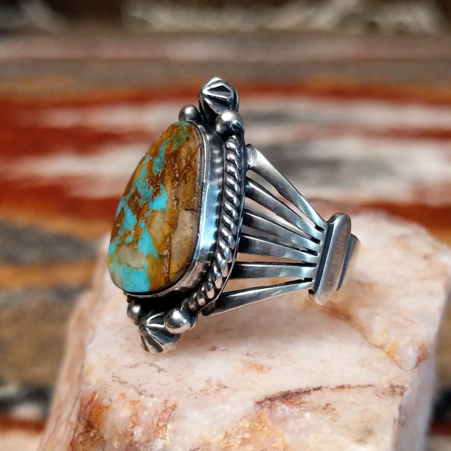 Boulder Turquoise Ring by Lowell Draper & Tricia Smith GJ-RNG-0247
