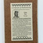 Close up of the Certificate of Authenticity and Artist information. 