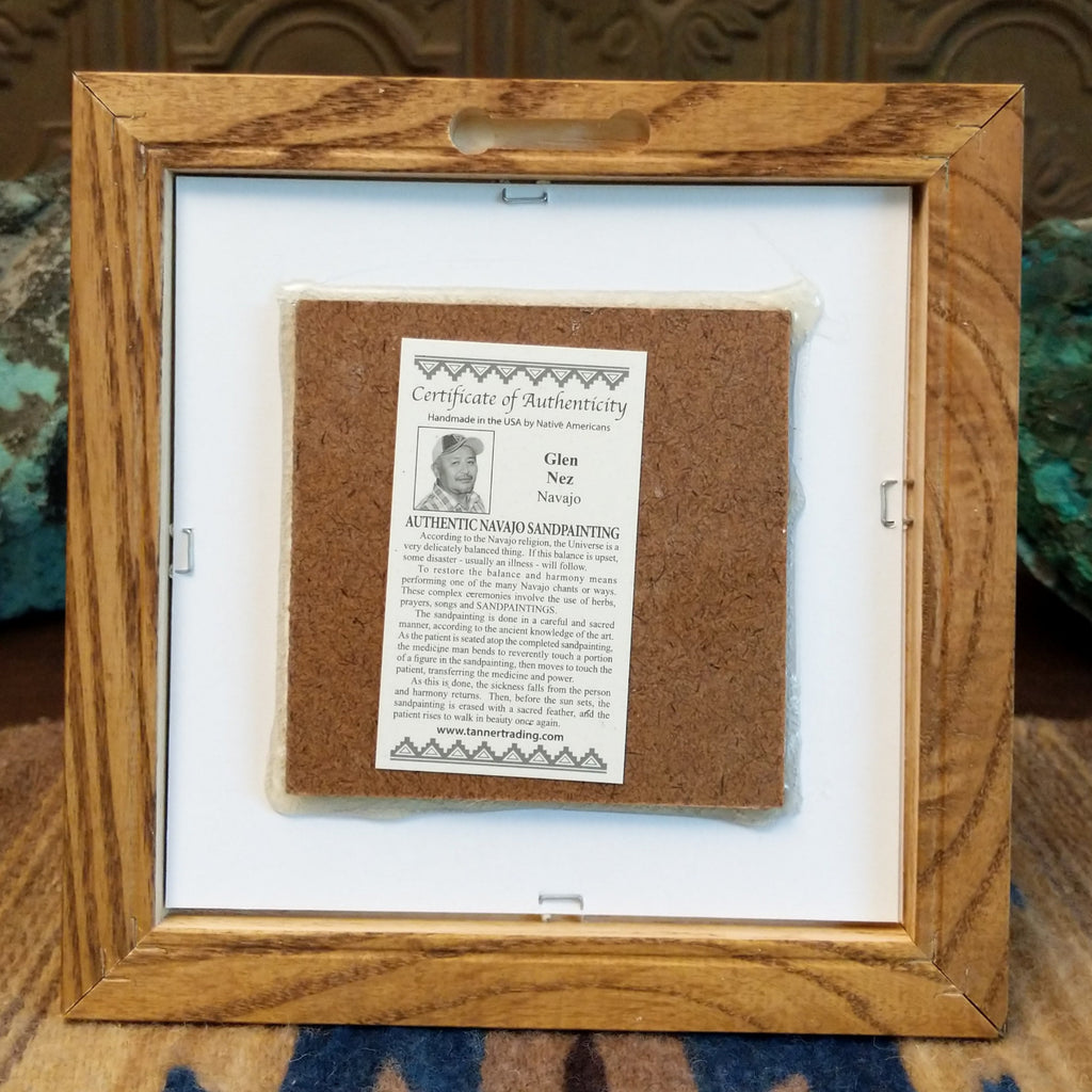 The simple backing featuring the artisan's authentication tag.