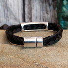 Close up of the magnetic clasp on the bracelet.