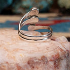 Sterling silver double strand ring with Dry Creek turquoise in oval bezels. 