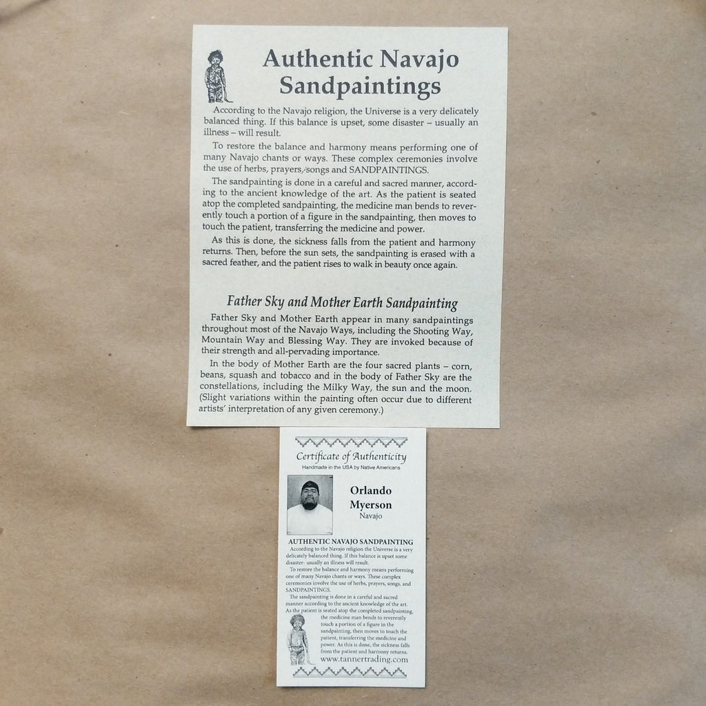 Close-up of the artisan's authentication tag and information about the piece.