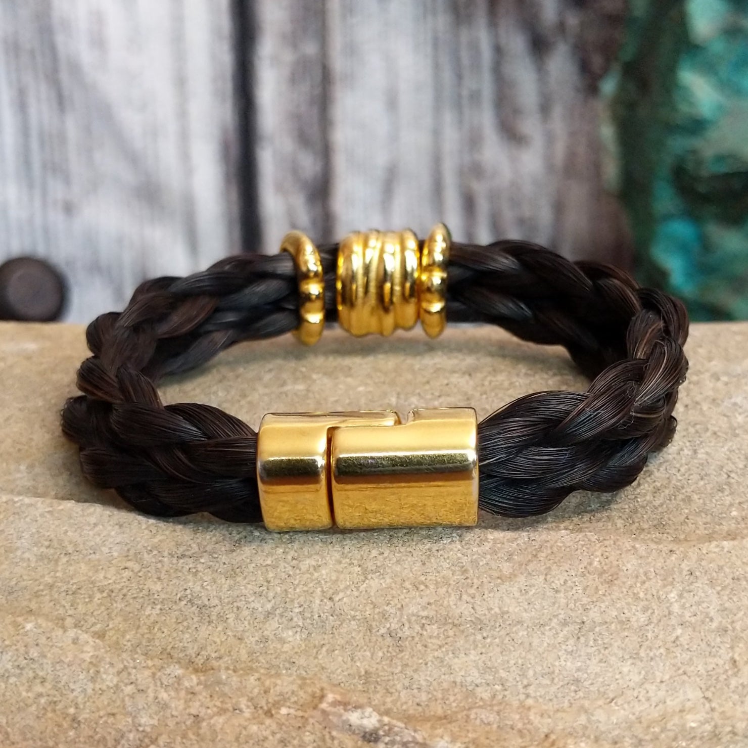 Close up of the magnetic closure on the bracelet.