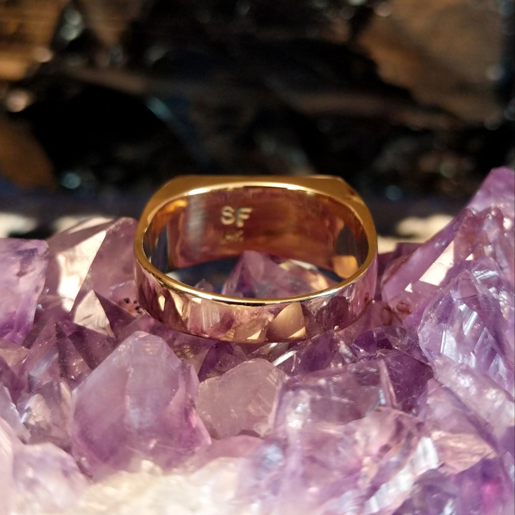 The band of the polished gold ring.