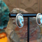 Golden Hills turquoise earrings with beaded bezel.