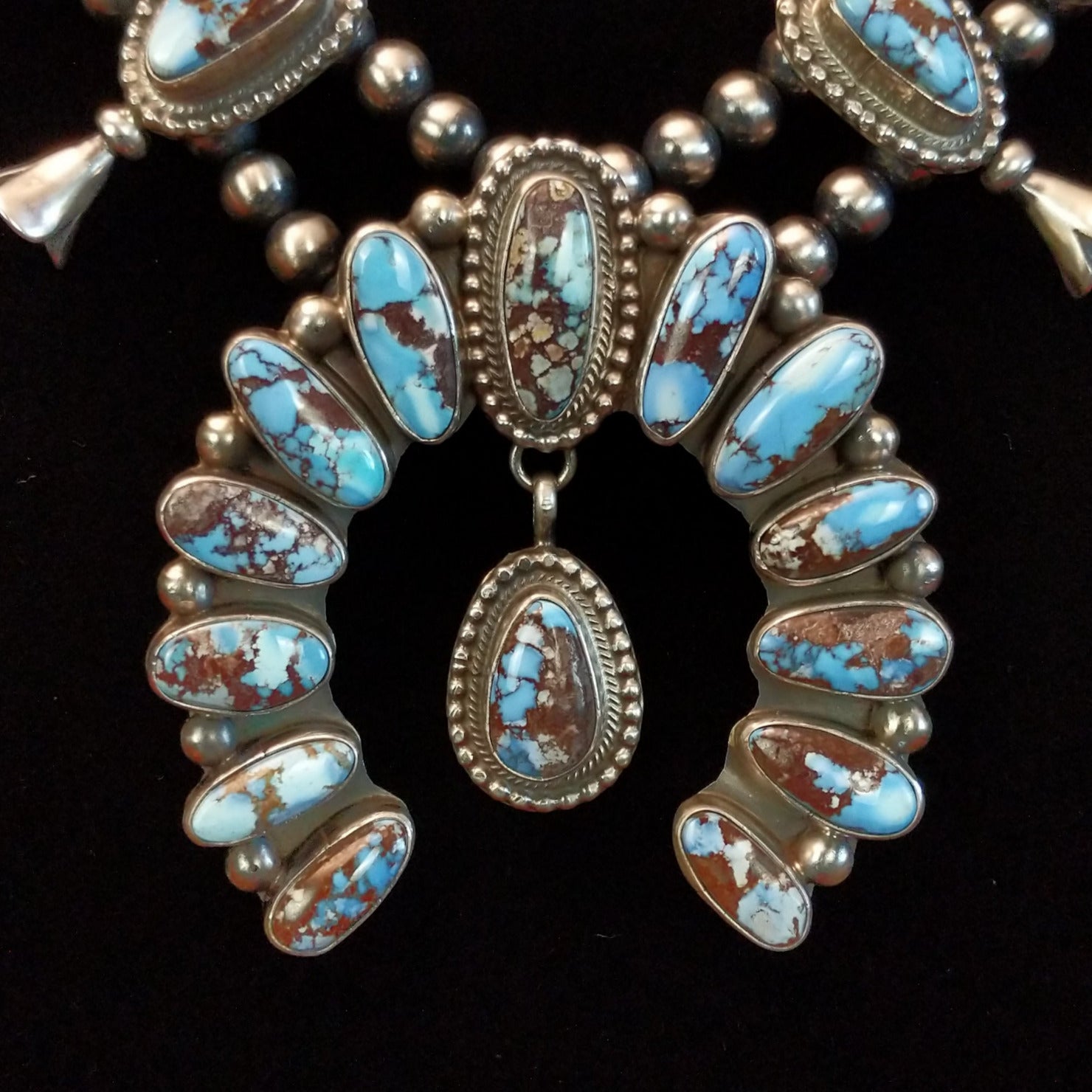 Golden Hills Turquoise Squash Blossom Naja Necklace & Earrings Set