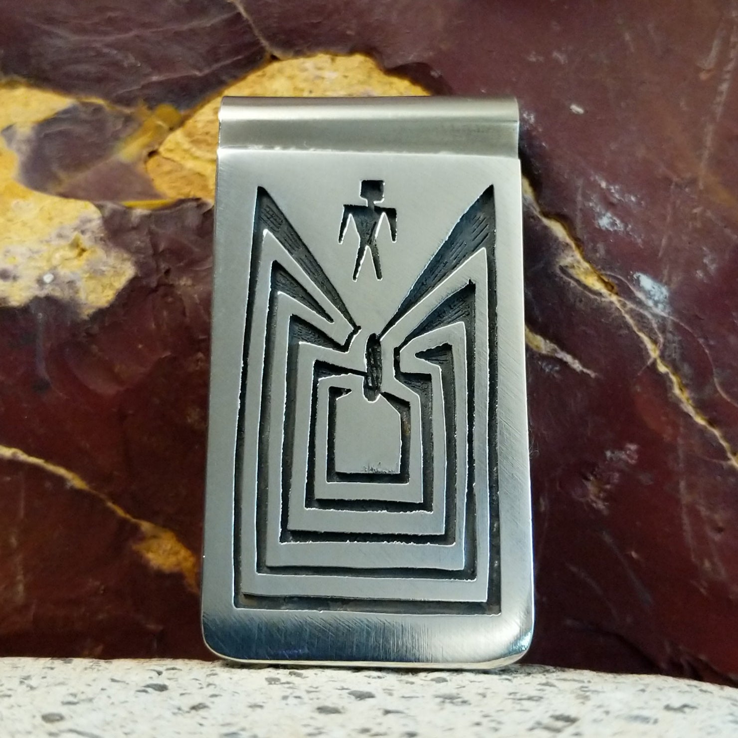 Hopi Man In The Maze Money Clip by Loren Qumawunu GJ-CLP