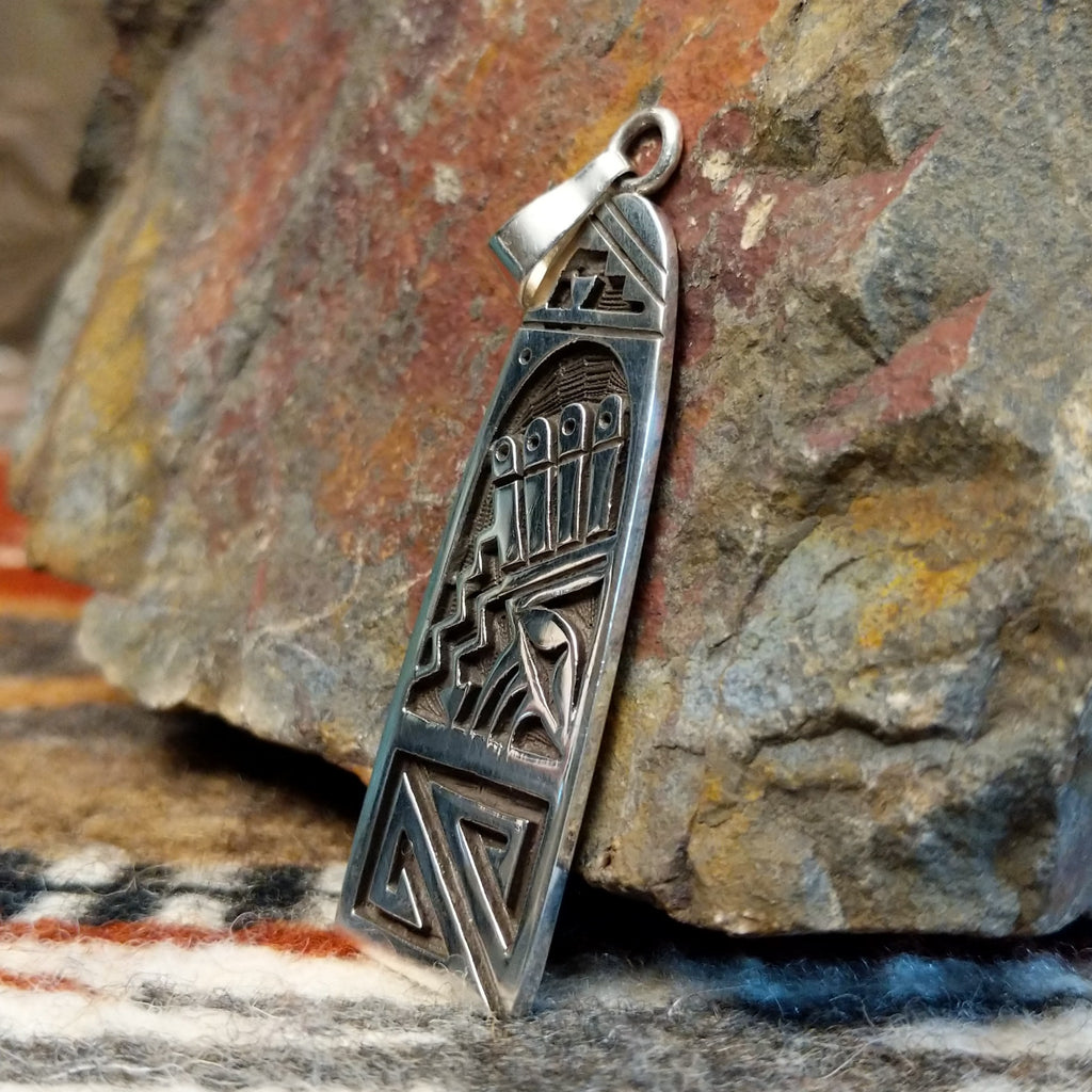 Sterling silver pendant with Hopi lightning motif.