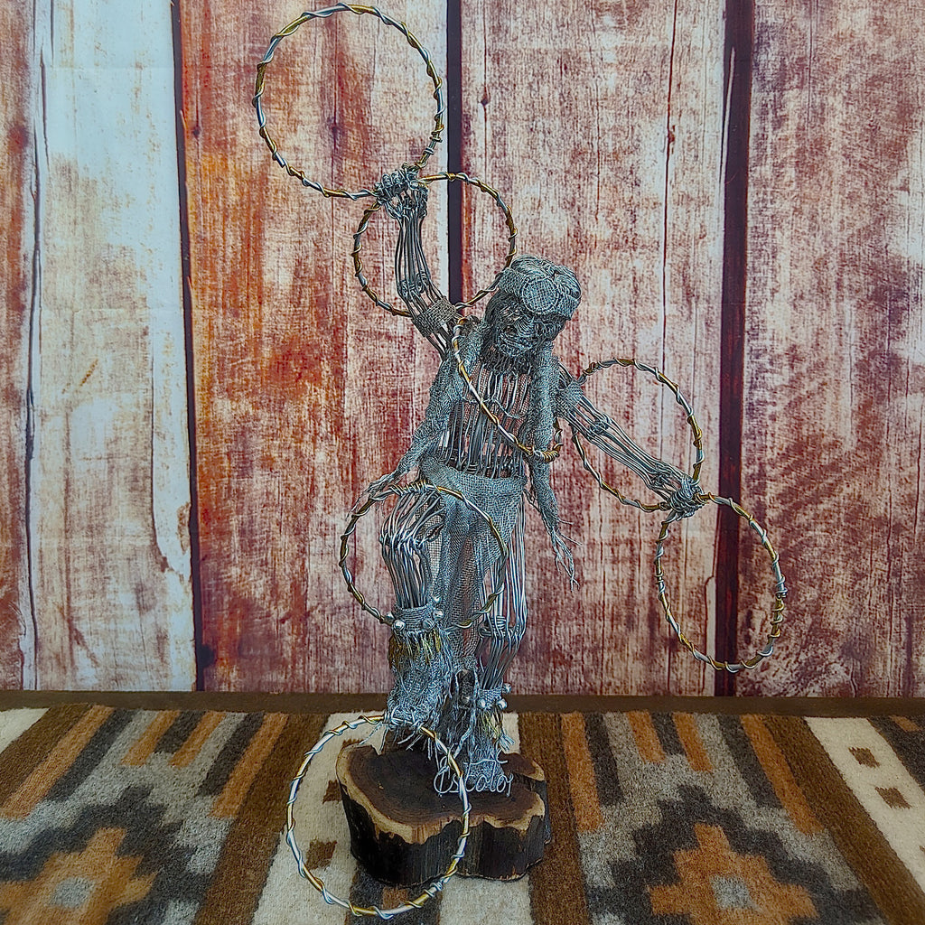 Handcrafted Hoop Dancer Steel Wired Sculptor by Self-Taught Sculptor Louis "Lui" Escoto Front View