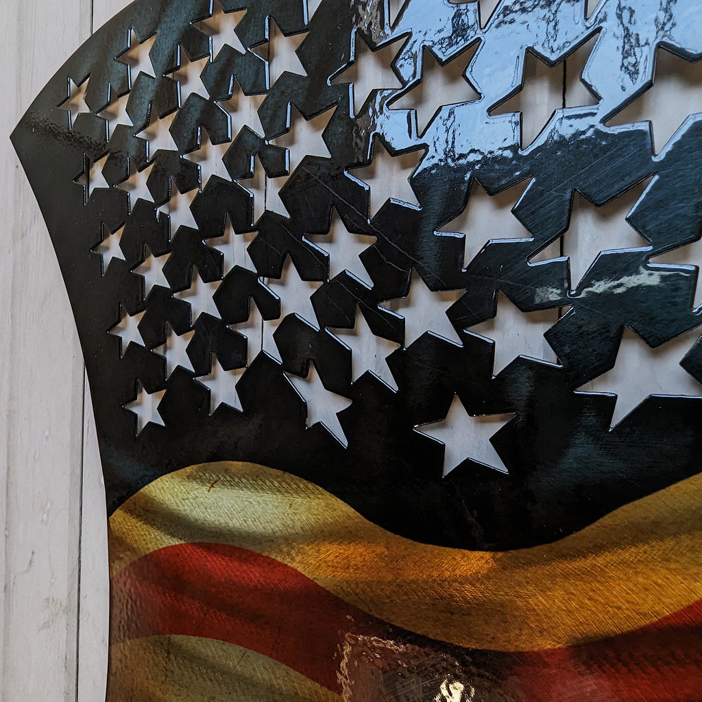 American Flag Wall Star Detail View