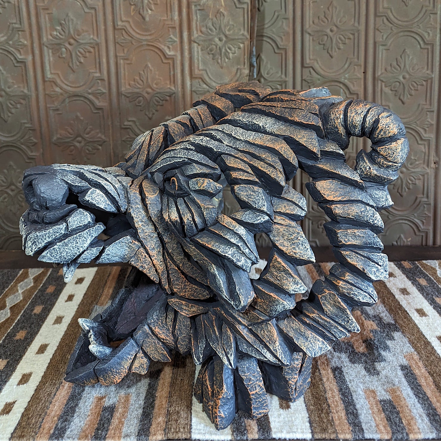 Side View of "Bear Head" Edge Sculpture by Matt Buckley