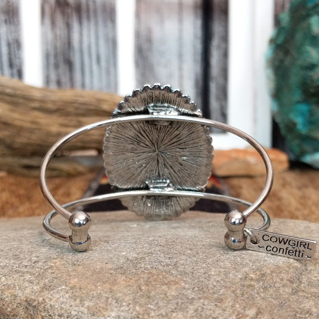 Back view showcases the Cowgirl Confetti name on a charm at the tail of the bracelet.