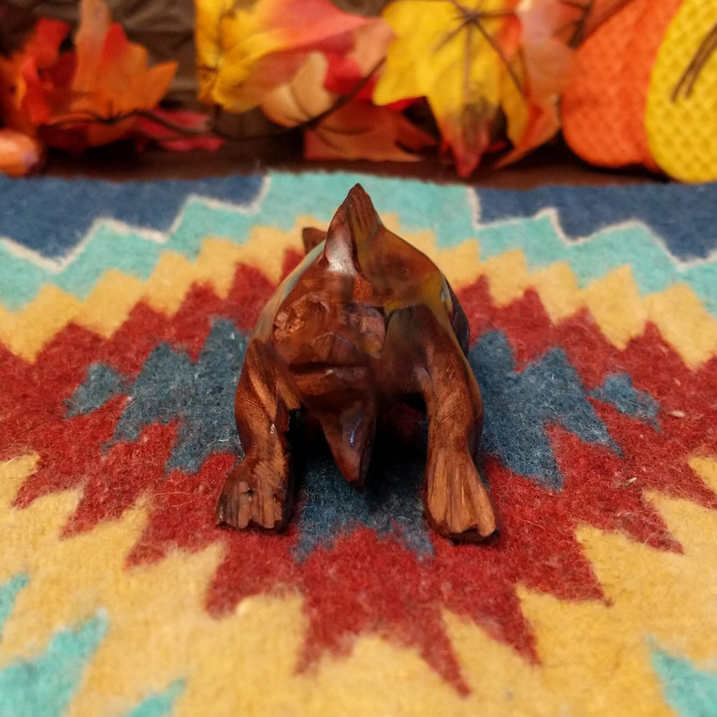 Ironwood carved into a detailed, smooth iguana.