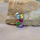 Sterling silver bar pendant with multicolored Austrian crystal.