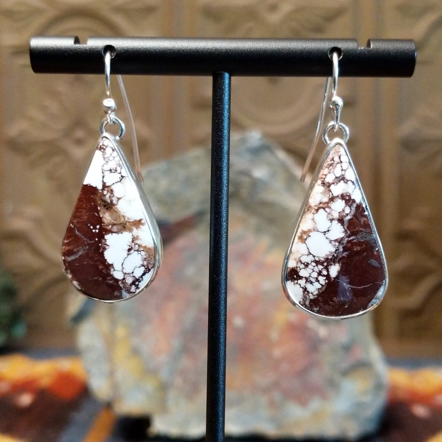 Wild horse stone set in a teardrop shaped bezel.