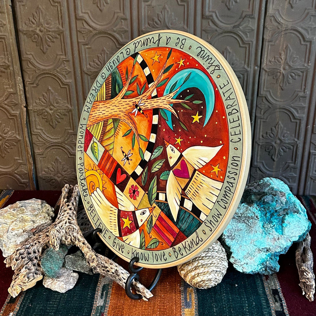 A side view featuring the smooth wood edge of the piece.