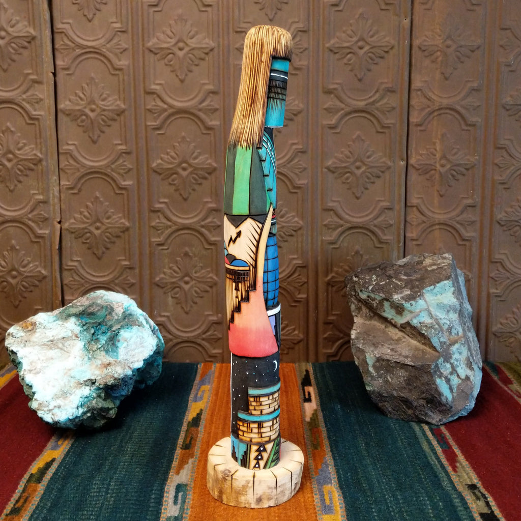 Shalako kachina with vibrant paintwork and carved details.