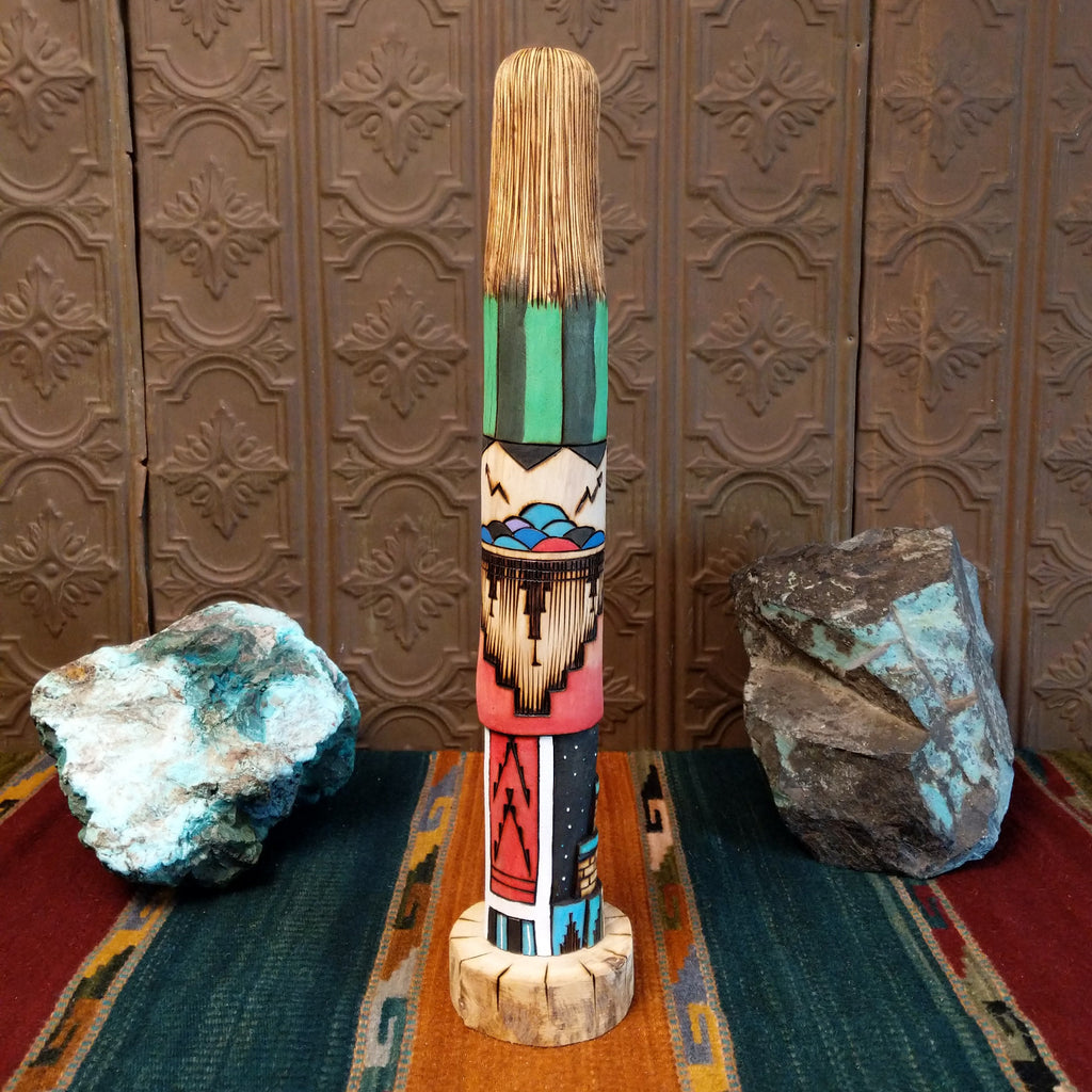 Shalako kachina with vibrant paintwork and carved details.