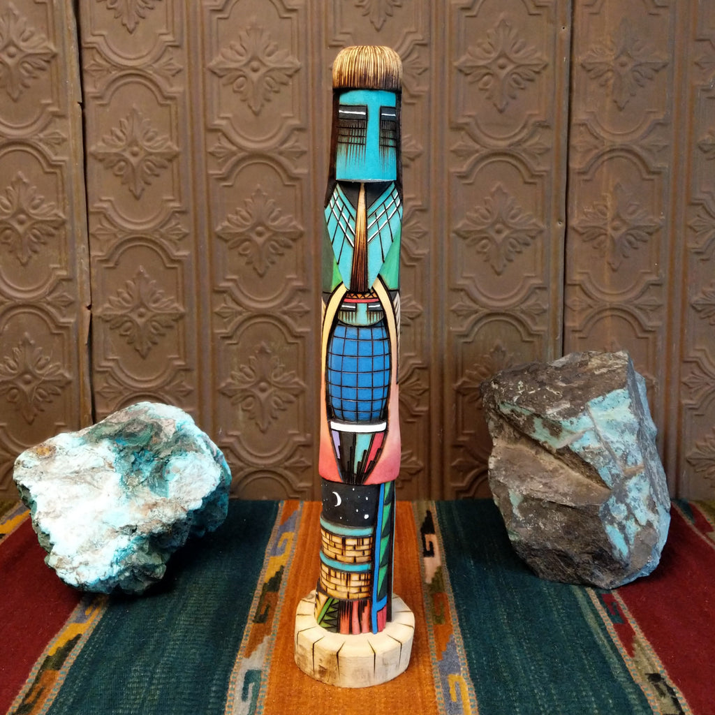 Shalako kachina with vibrant paintwork and carved details.