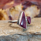 Duo stones set in a smooth sterling silver setting on a thin band.