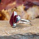 Duo stones set in a smooth sterling silver setting on a thin band.