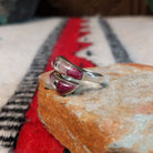 Navajo wrap ring by J.B. with pink and purple multistone inlay.