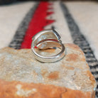 Navajo wrap ring by J.B. with pink and purple multistone inlay.