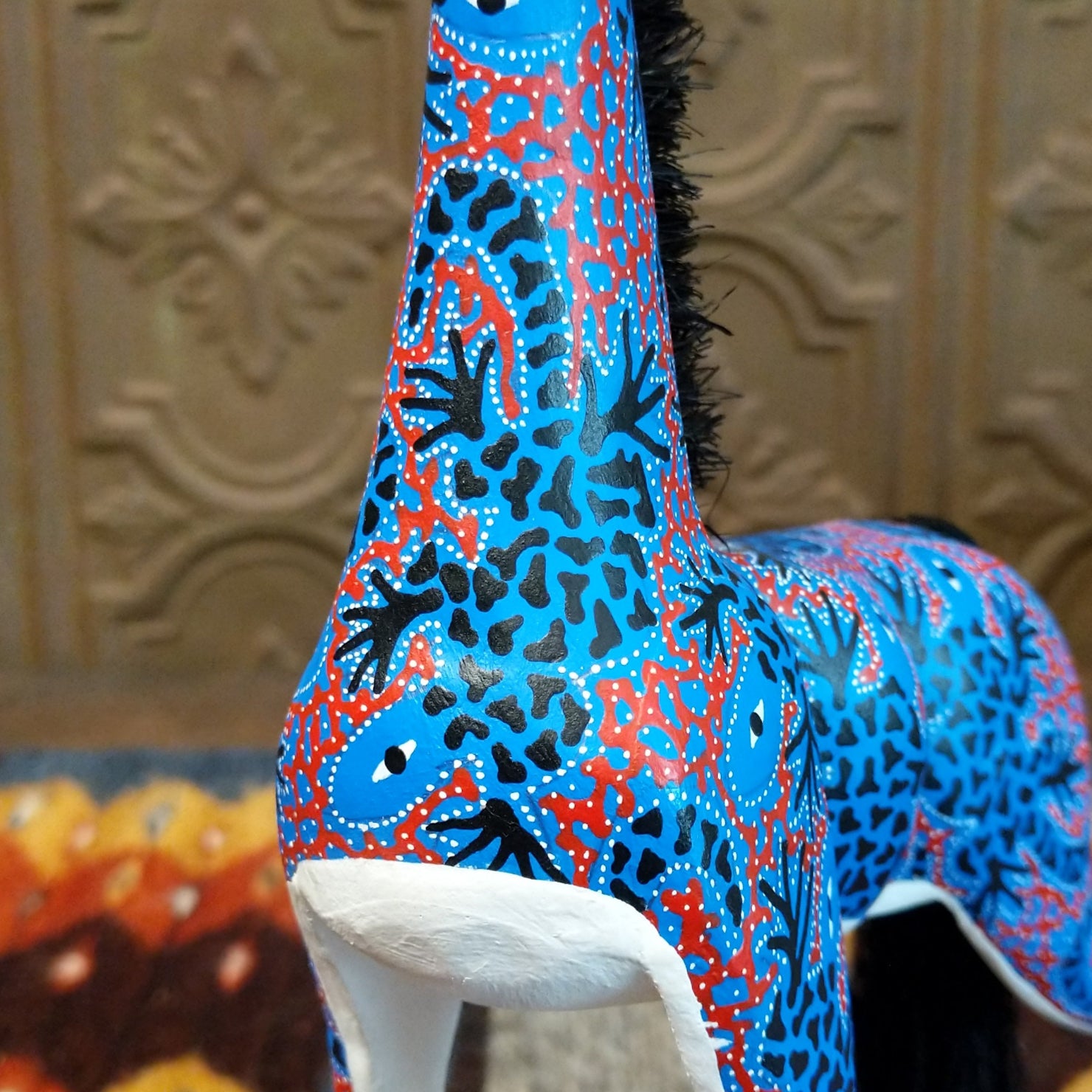Oaxacan Giraffe Wood Carving by Candido Jimenez Ojeda GF-OAX-0018