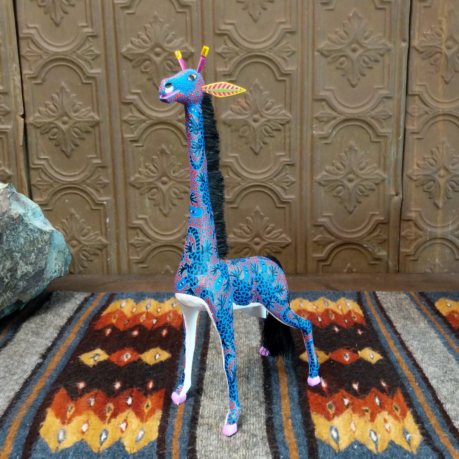 Oaxacan Giraffe Wood Carving by Candido Jimenez Ojeda GF-OAX-0018