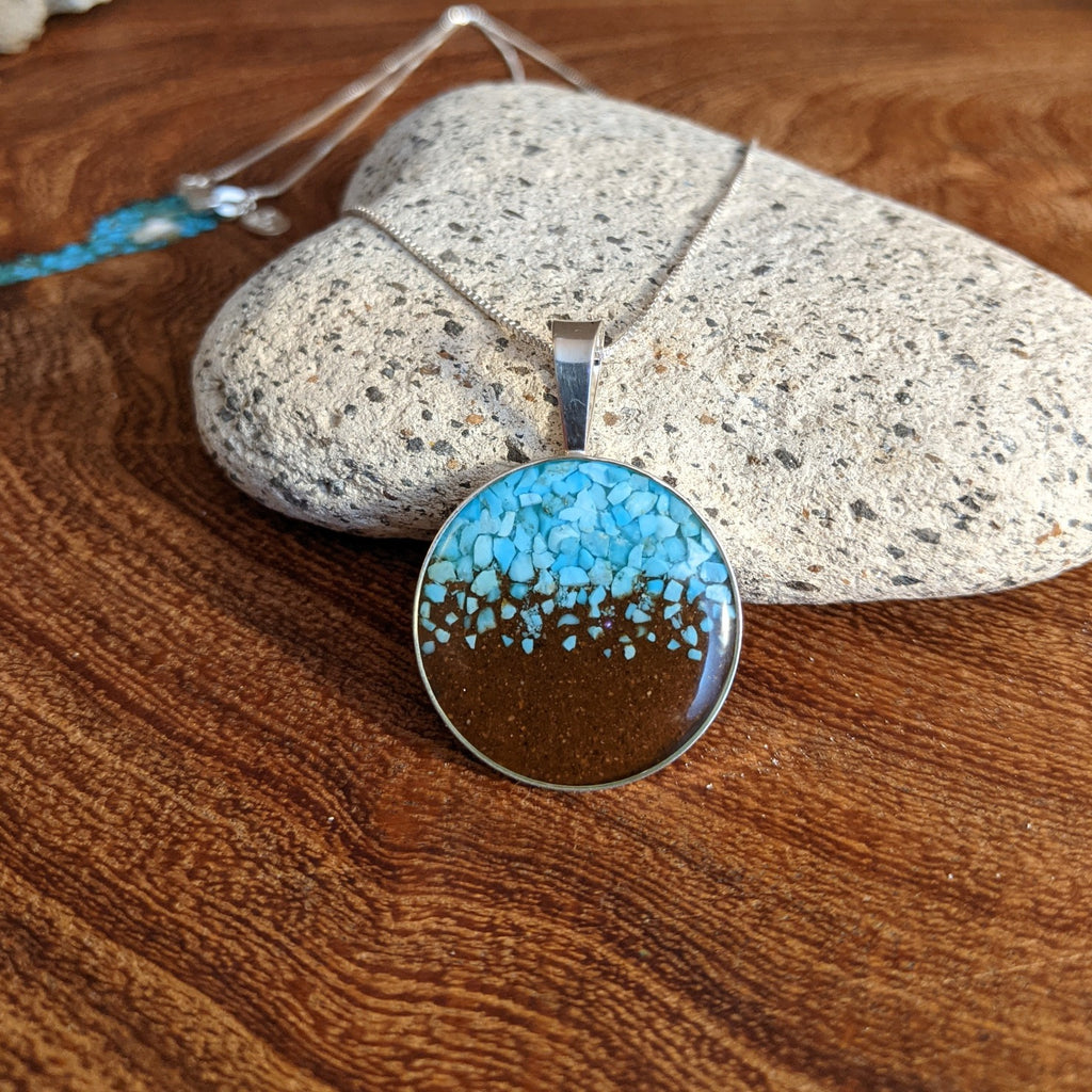 Arizona Sand & Turquoise Large Round Necklace by Dune Jewelry GJ-NKL-0013