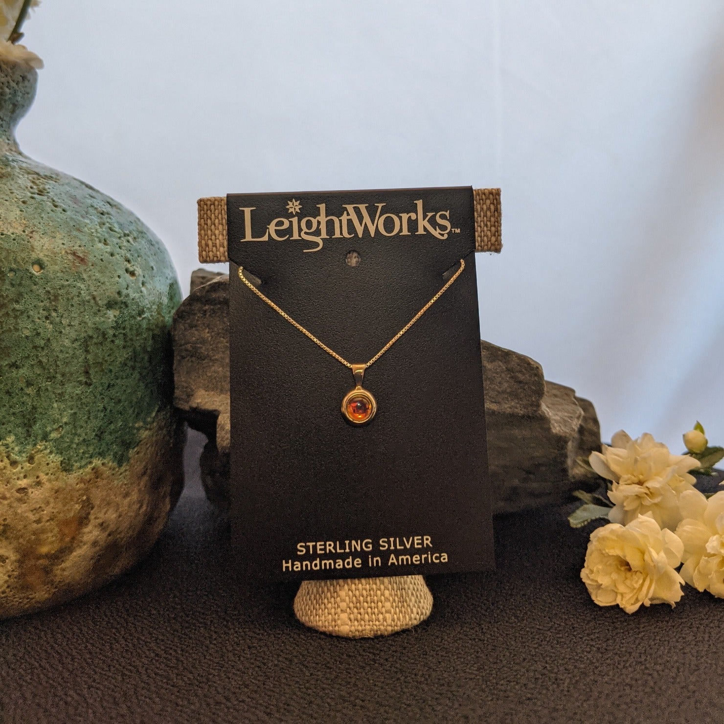 Tiny Pendant Sterling Silver Necklace by LeightWorks GJ-NKL-0014 (Fire)