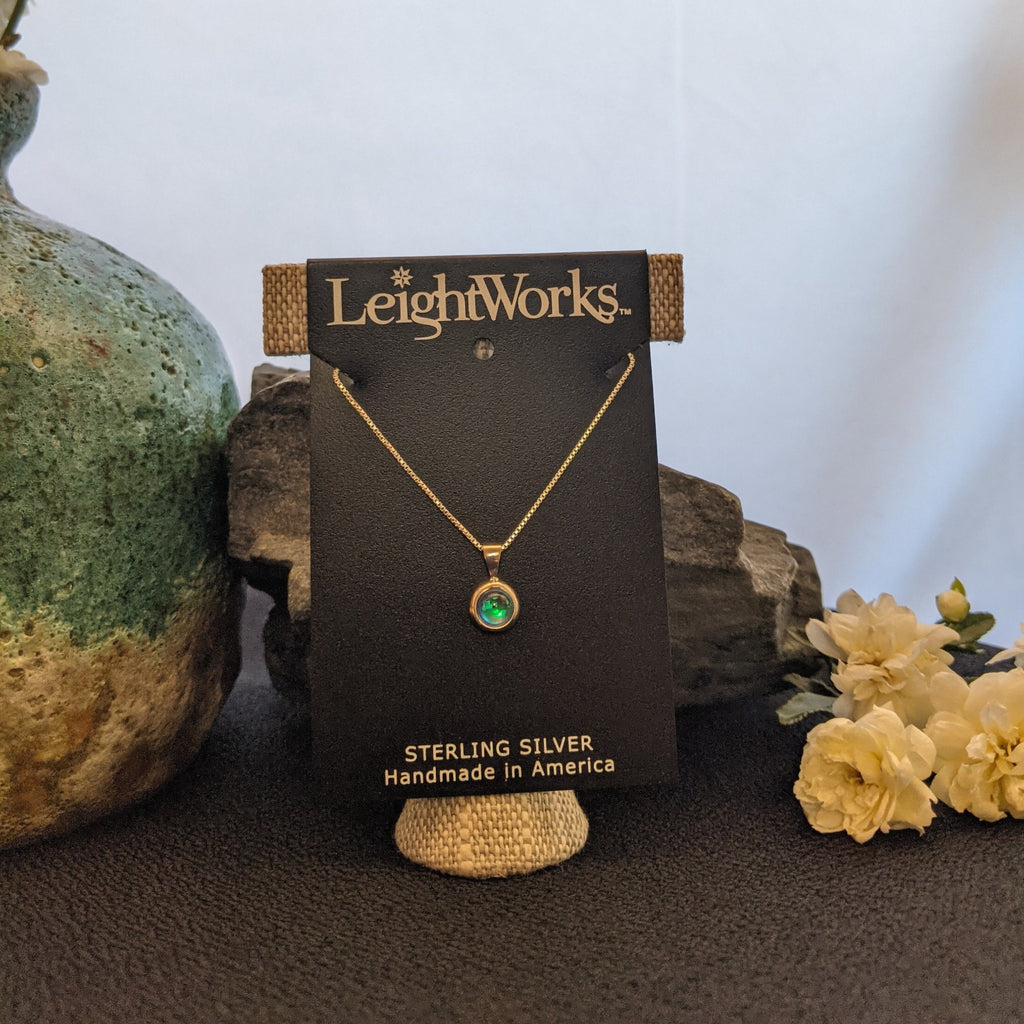 Tiny Pendant Sterling Silver Necklace by LeightWorks GJ-NKL-0014 (Green)