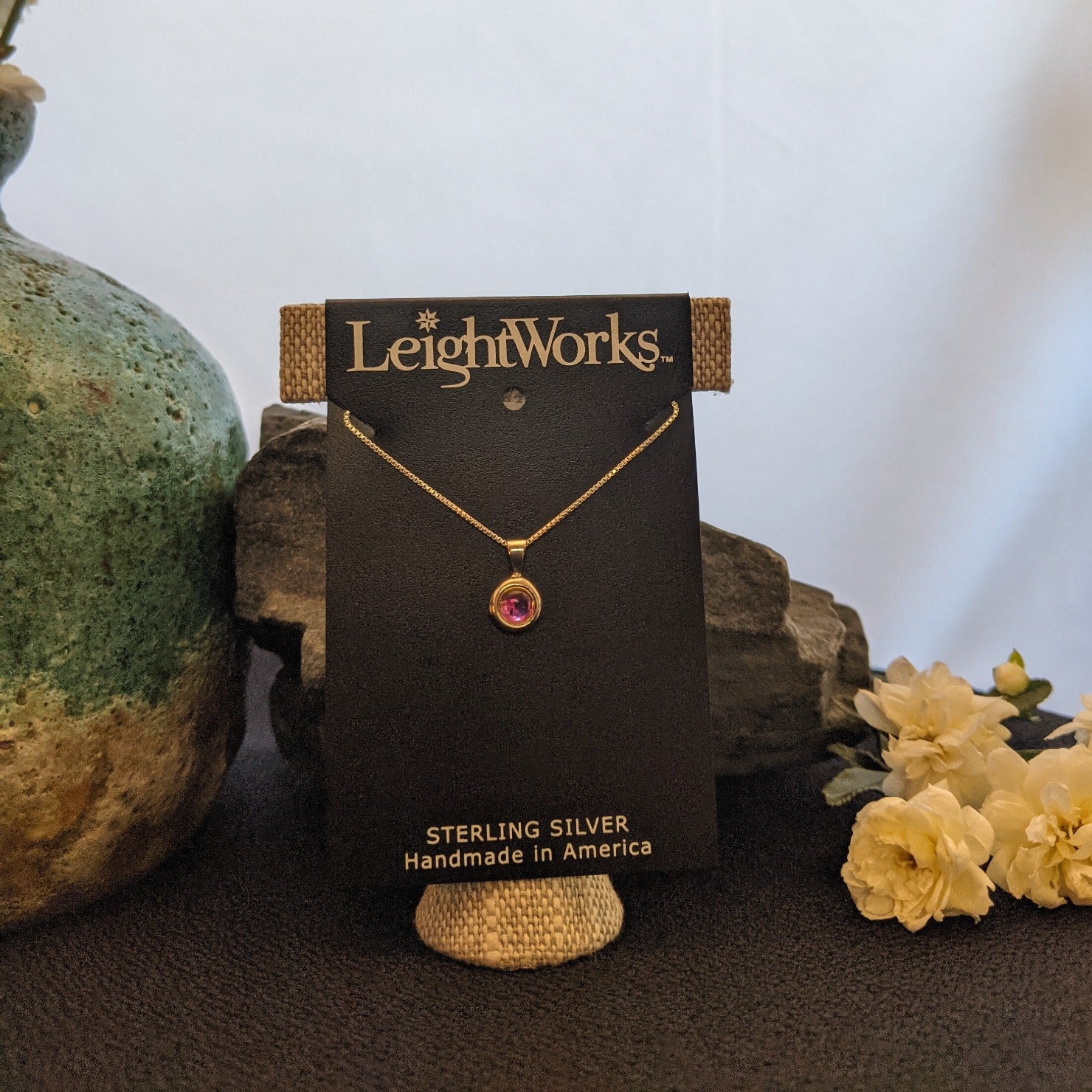 Tiny Pendant Sterling Silver Necklace by LeightWorks GJ-NKL-0014 (Pink)