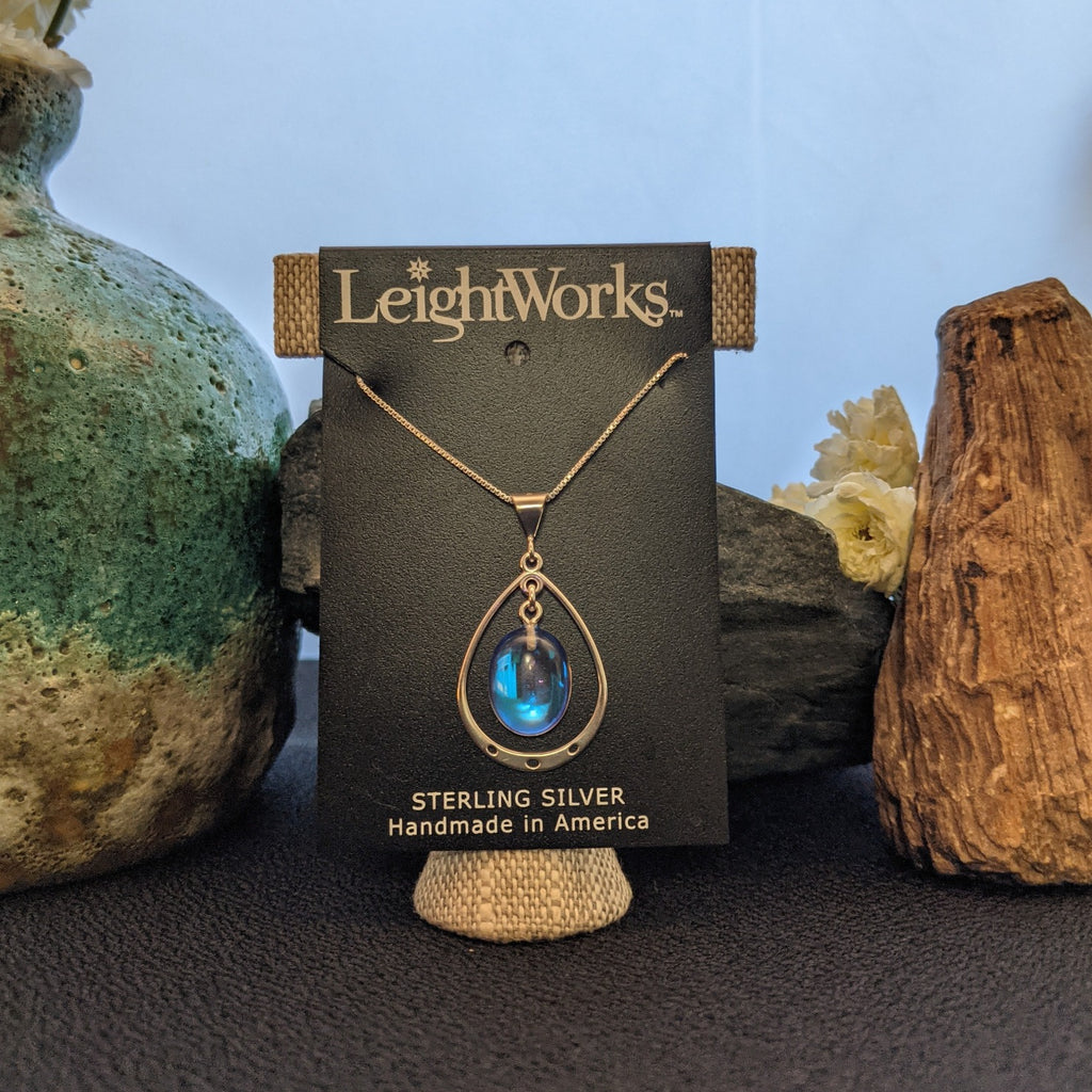Ringed Crystal Sterling Silver Necklace by LeightWorks GJ-NKL-0015 (Blue)