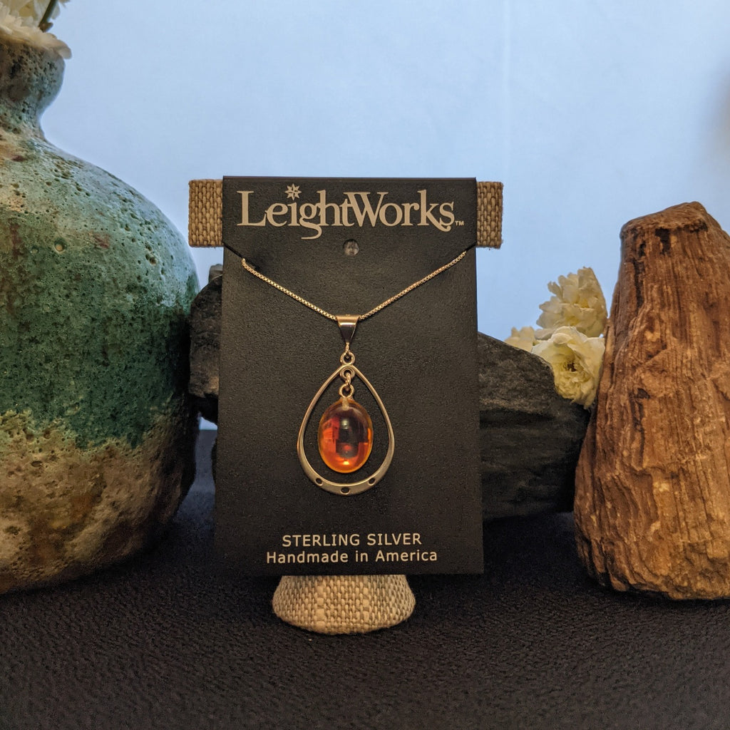 Ringed Crystal Sterling Silver Necklace by LeightWorks GJ-NKL-0015 (Fire)